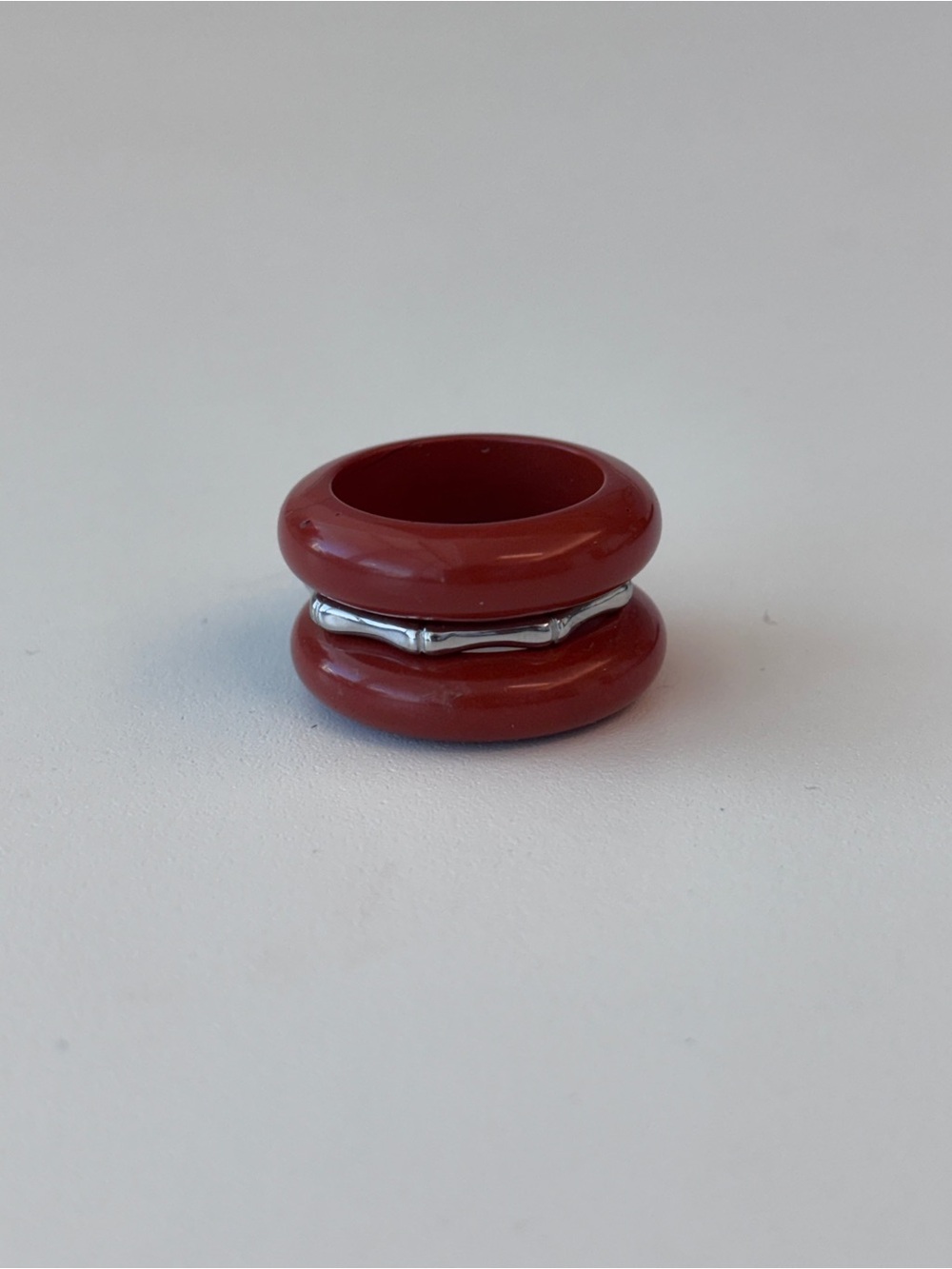 Stone Trilogy Stack Red Jasper Ring Set Of 3 Bands, Size 8